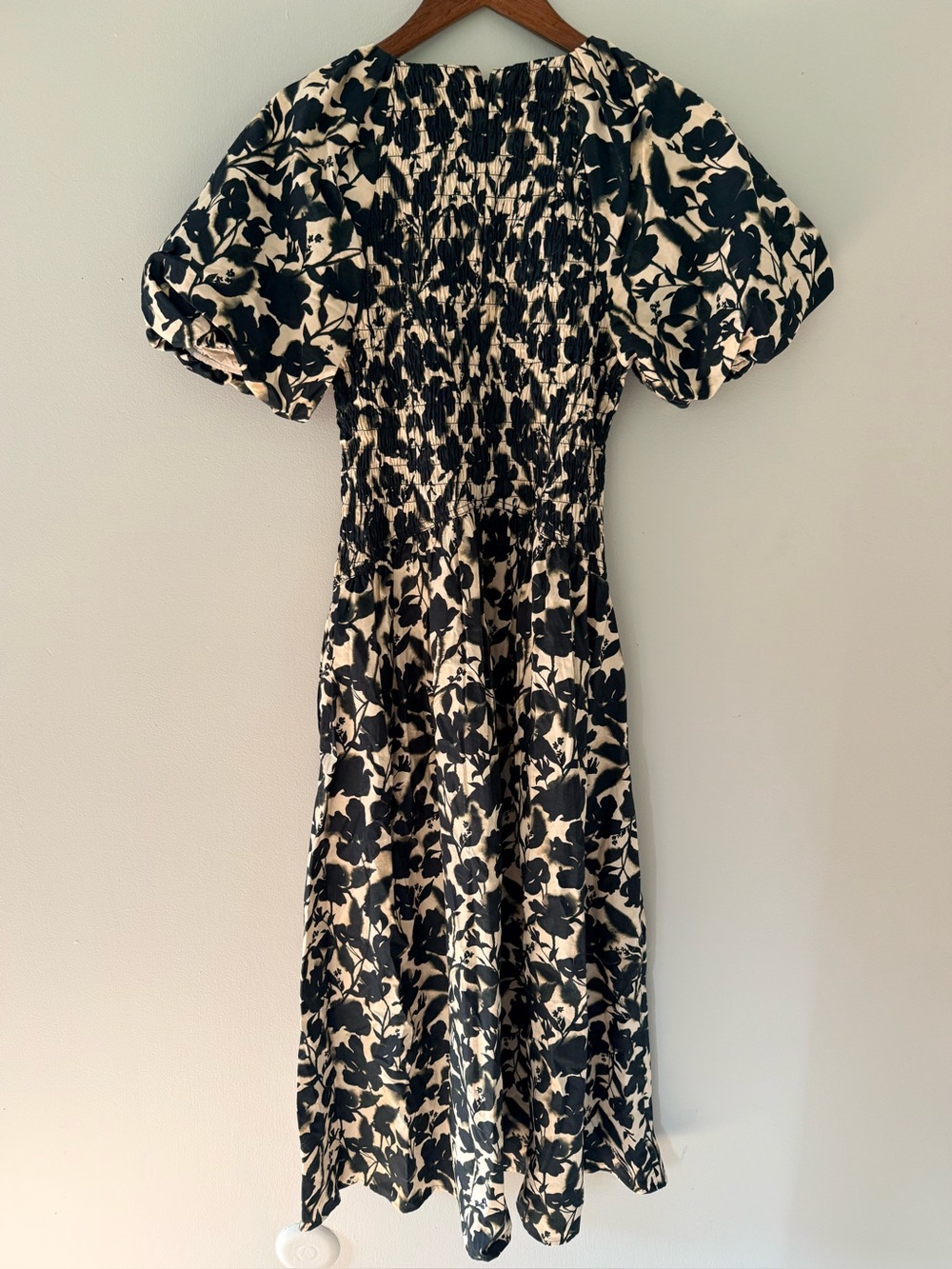 J.Crew Meadow Puff Sleeve Smocked Floral Cotton Poplin Midi Dress NWT XS - Picture 3 of 5
